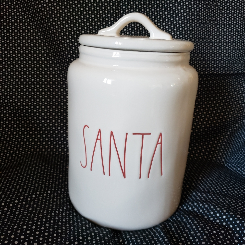 Rae Dunn Christmas canister Santa white new